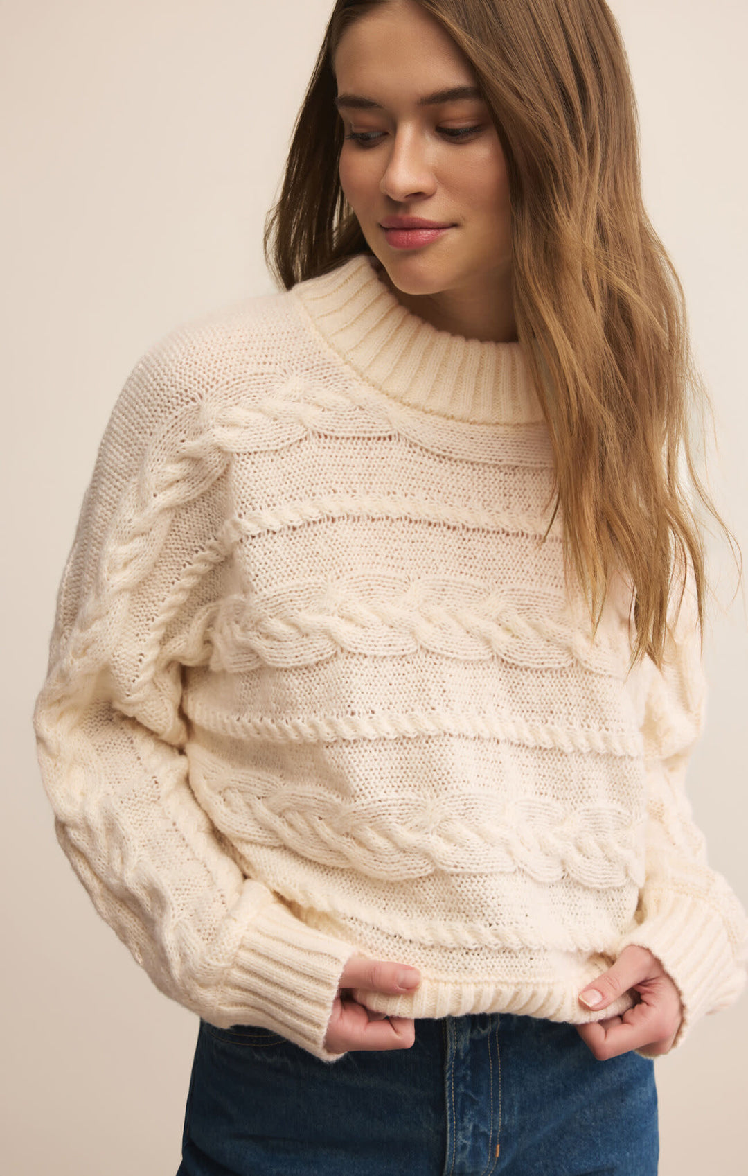 Z Supply Arctic Cable Sweater (Womens) | Warm White