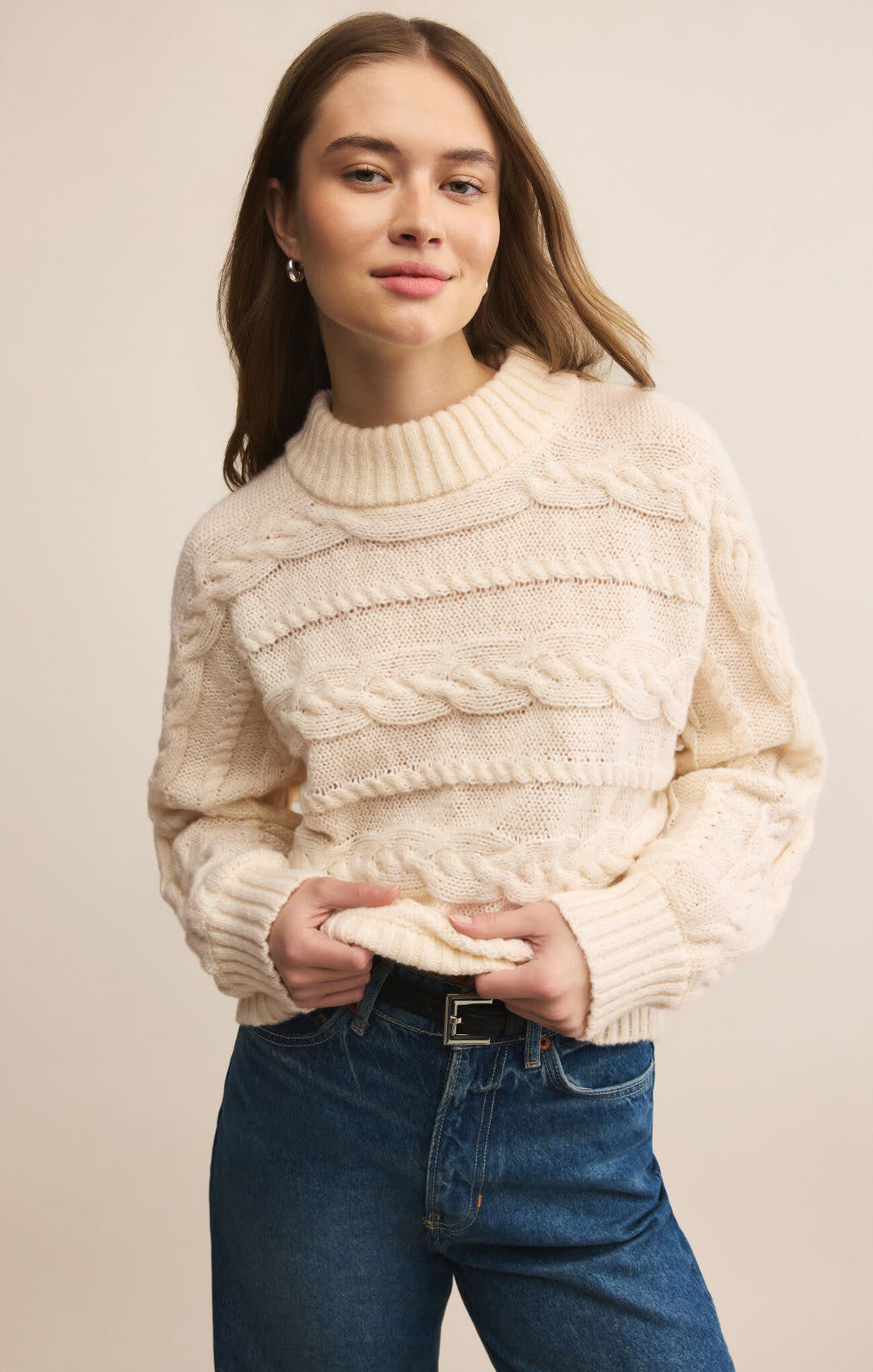 Z Supply Arctic Cable Sweater (Womens) | Warm White