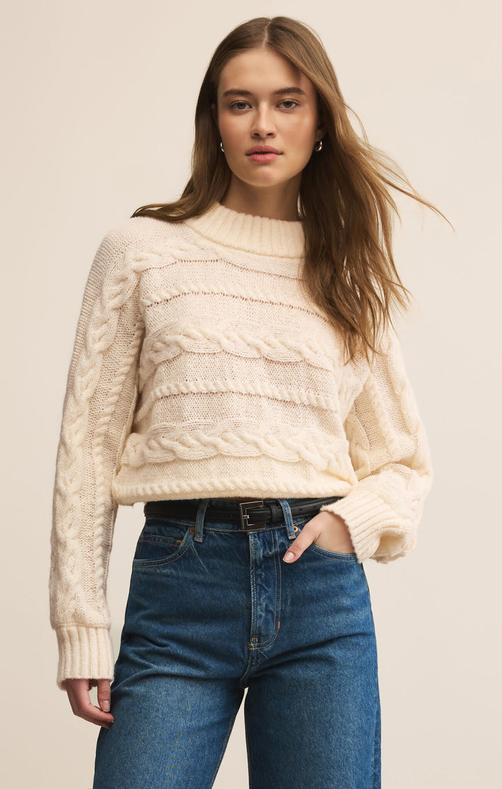 Z Supply Arctic Cable Sweater (Womens) | Warm White